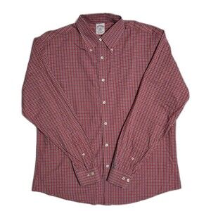 Brooks Brothers 1818 Regent Shirt Men’s L Red Button Down Plaid 100% Cotton